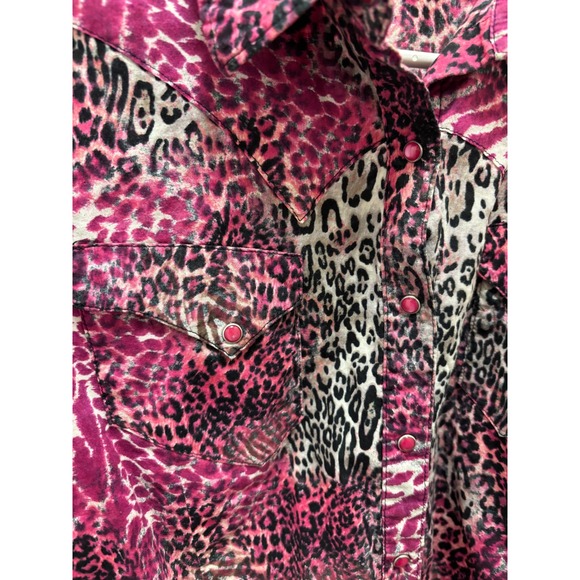 Ariat Women's Pink Leopard Zebra Print Long Sleeve Western Snap Button Shirt L - Picture 3 of 7